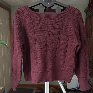 Old Navy Burgundy Cable Knit Scoopneck Sweater
